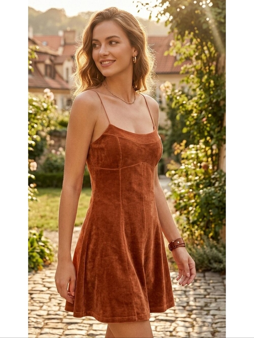 Wild Fable Sleeveless seamed  mini dress Rust Size M